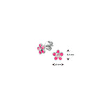 oorknoppen bloem en roze zirkonia zilver wit