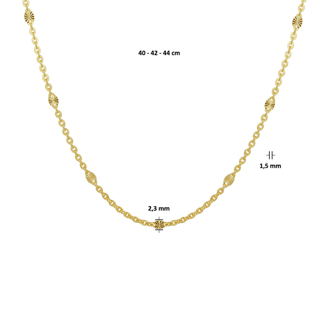 collier 1,5 mm 40 - 42 - 44 cm 14K geelgoud