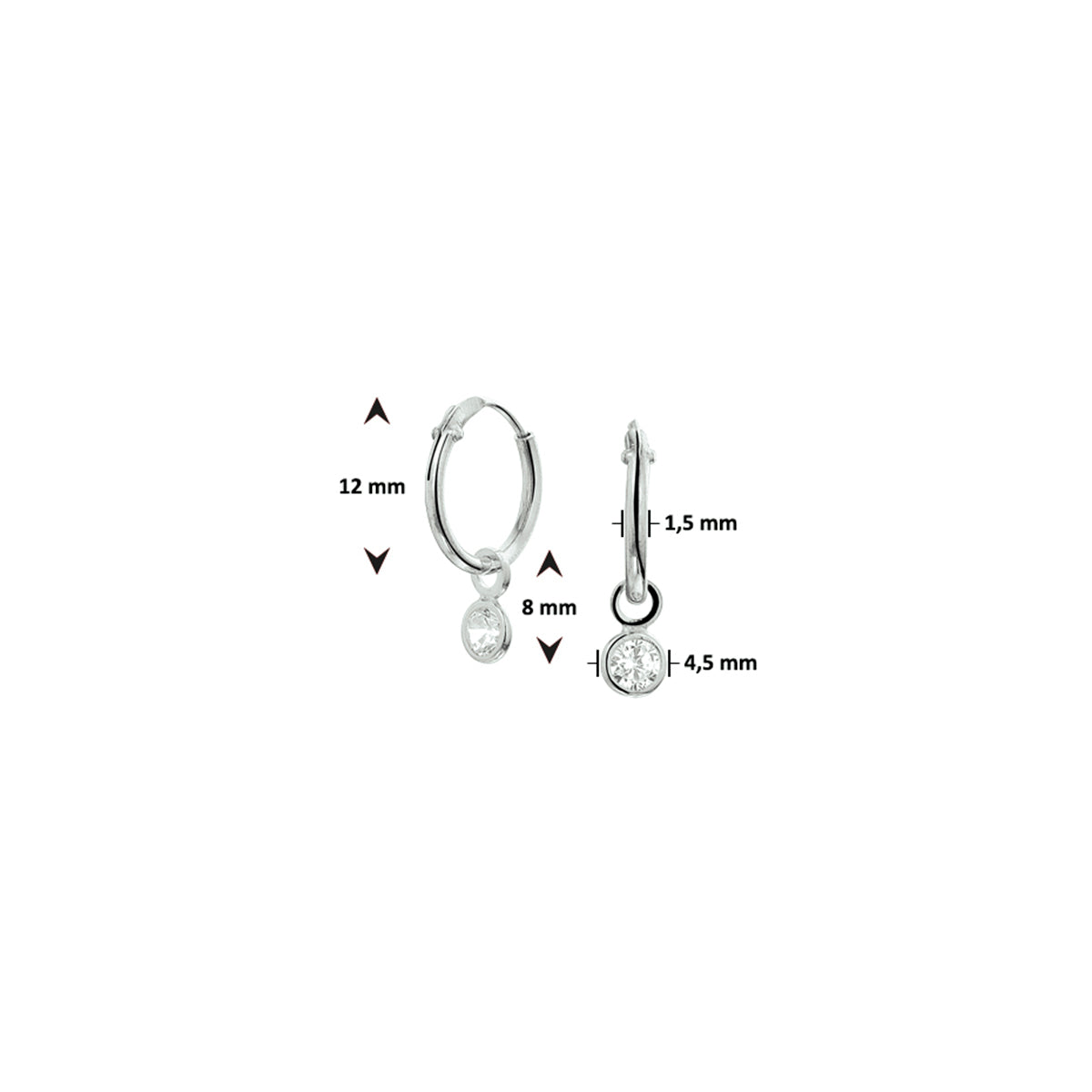 oorhangers zirkonia zilver gerhodineerd