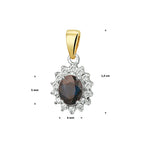 hanger saffier en diamant 0.10ct h si 14K bicolor goud geel/wit - ovaal