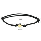 Armband Satin schwarz Herz 13 - 26 cm 14K Gold mit Gummi/Nylon/Leder