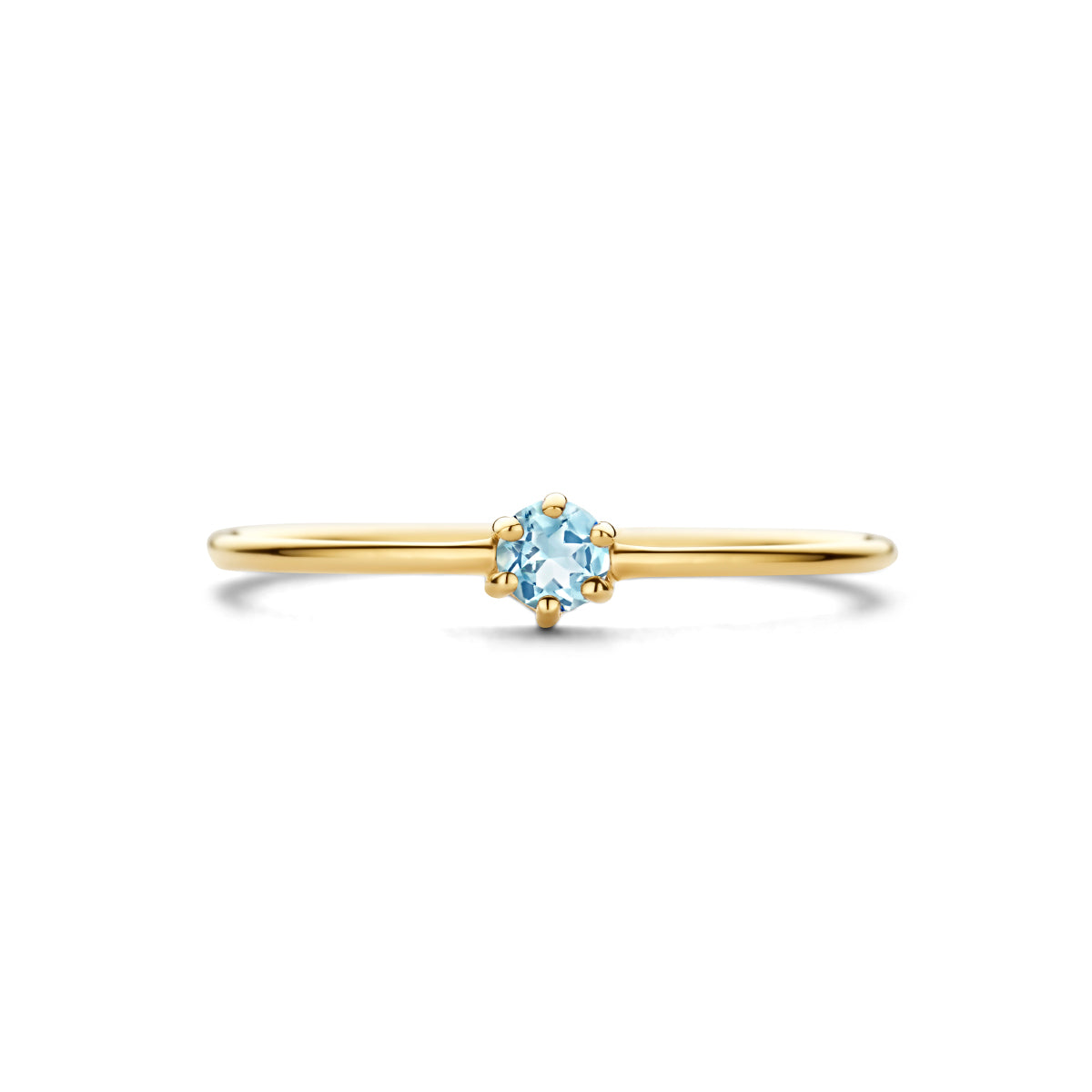 Ring mit Geburtsstein Aquamarin März 14K Gelbgold