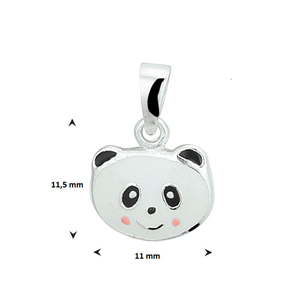 hanger panda emaille zilver wit