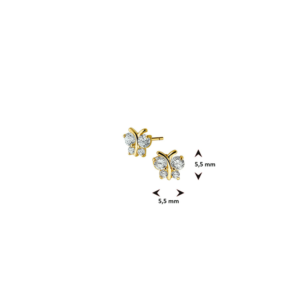 Ohrstecker Schmetterling Zirkonia 14K Gelbgold