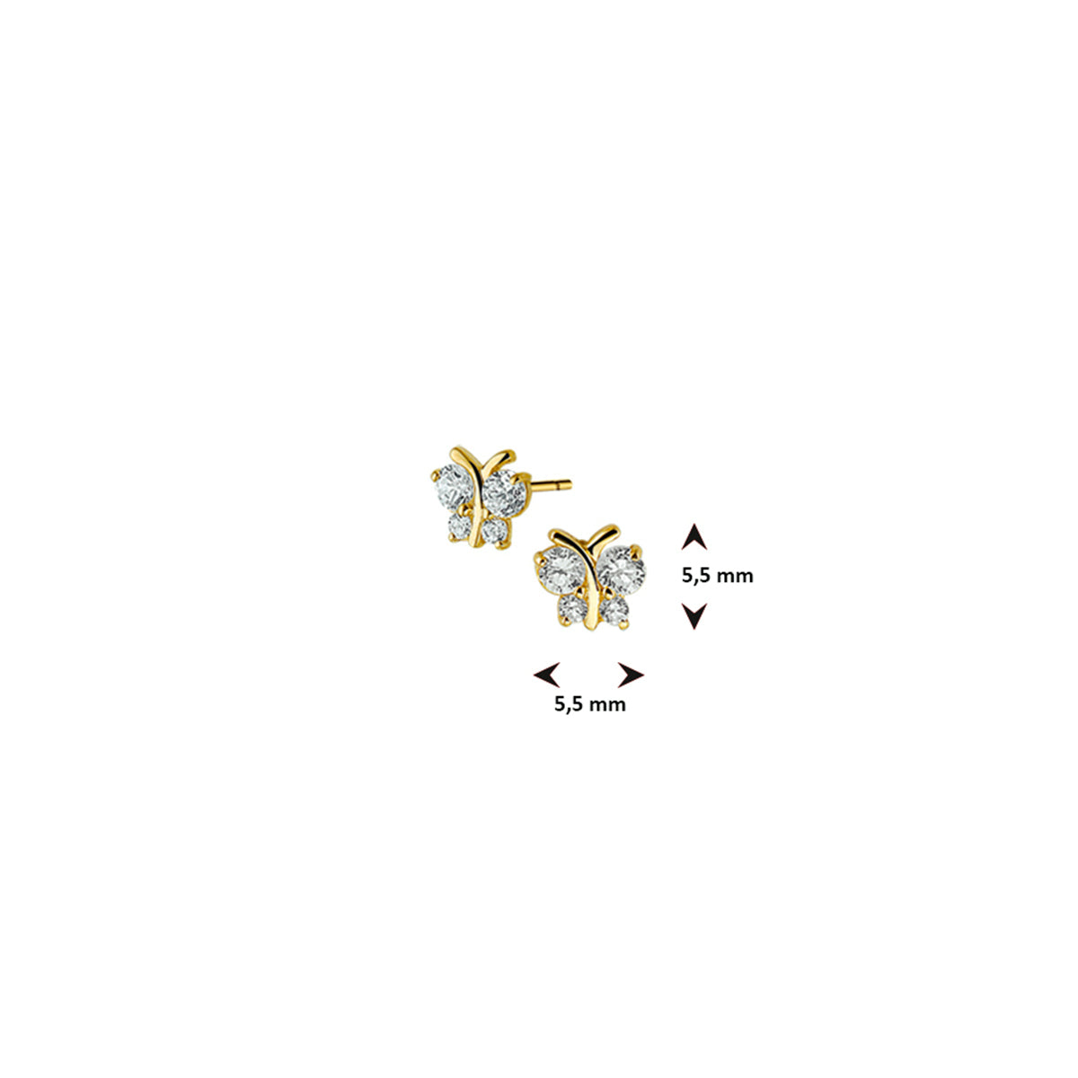 Ohrstecker Schmetterling Zirkonia 14K Gelbgold