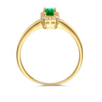 ring groen en wit zirkonia halo 14K geelgoud