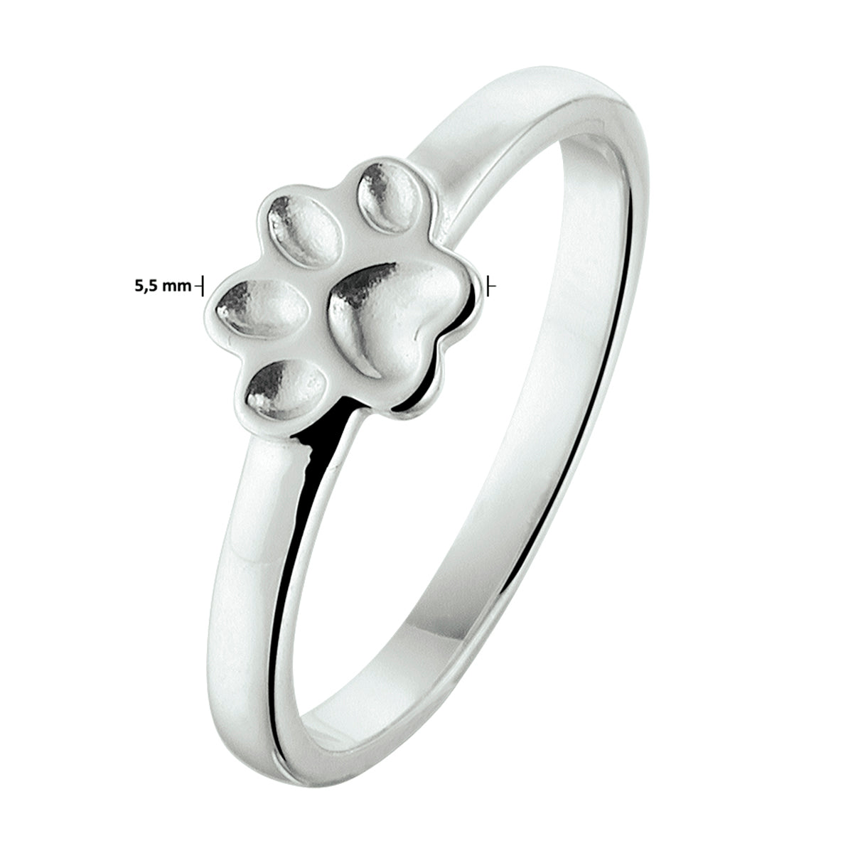 ring hondenpoot zilver gerhodineerd