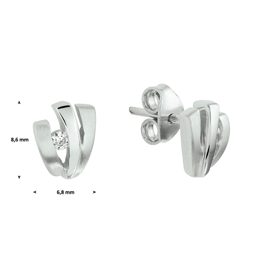 Ohrstecker Zirkonia Poly/Silber matt rhodiniert