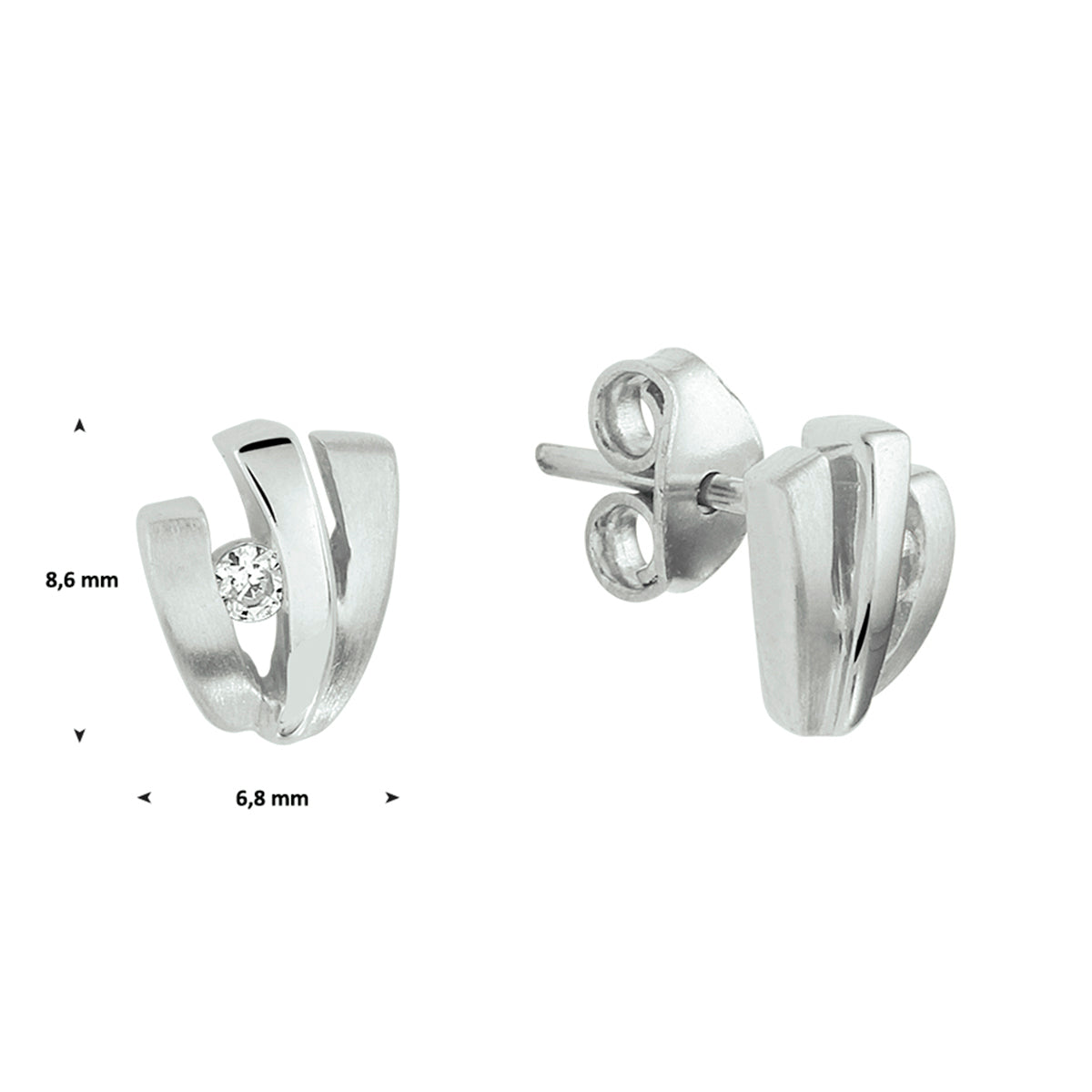 Ohrstecker Zirkonia Poly/Silber matt rhodiniert