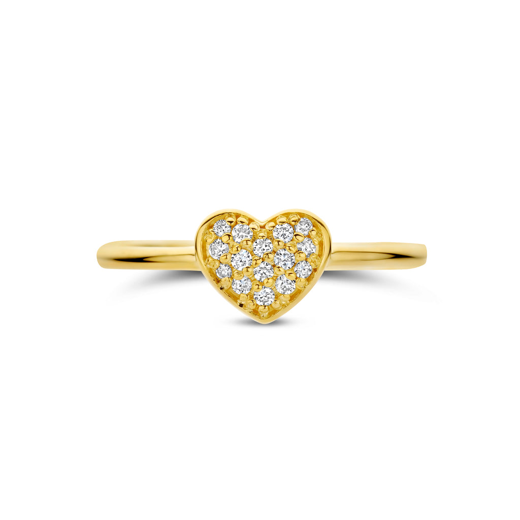 ring hartje diamant 0.10ct h si 14K geelgoud