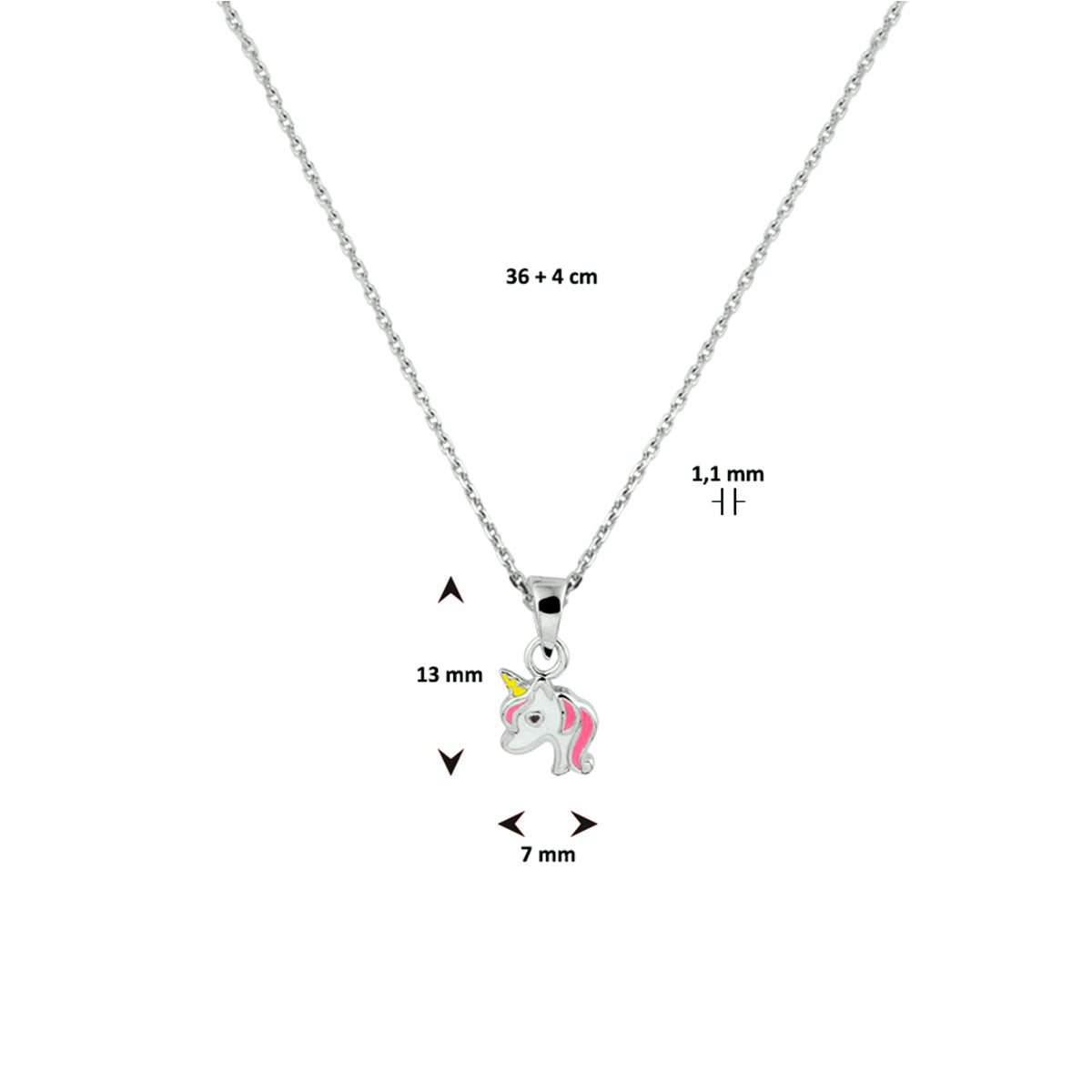 Einhorn-Halskette 36 + 4 cm Silber rhodiniert