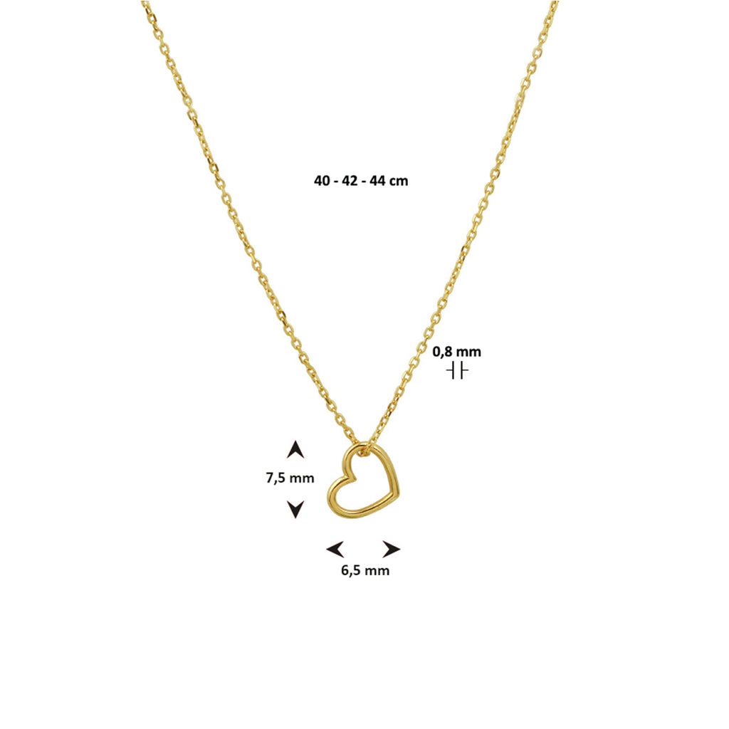 Halskette Herz 40 - 42 - 44 cm 14K Gelbgold