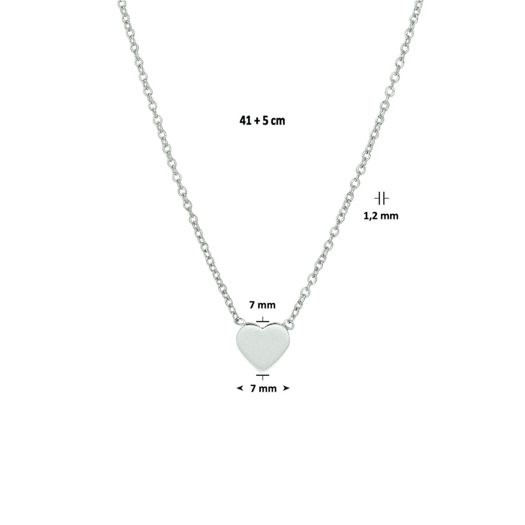 Halskette Herz 41 + 5 cm Silber rhodiniert
