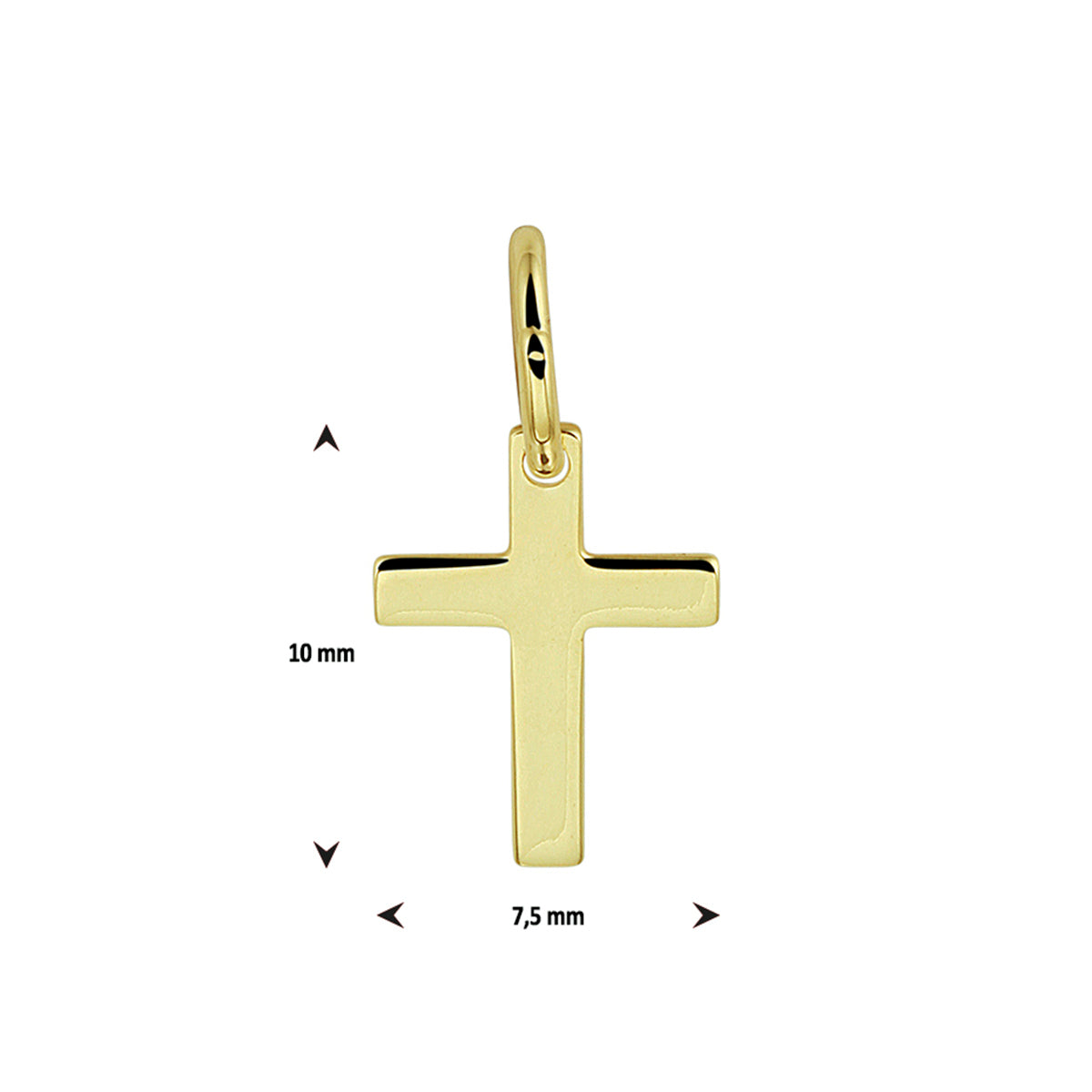 hanger kruis massief 14K geelgoud