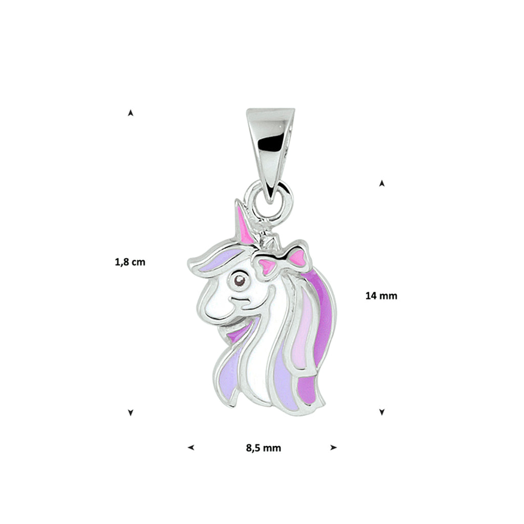Anhänger Emaille Einhorn Silber rhodiniert