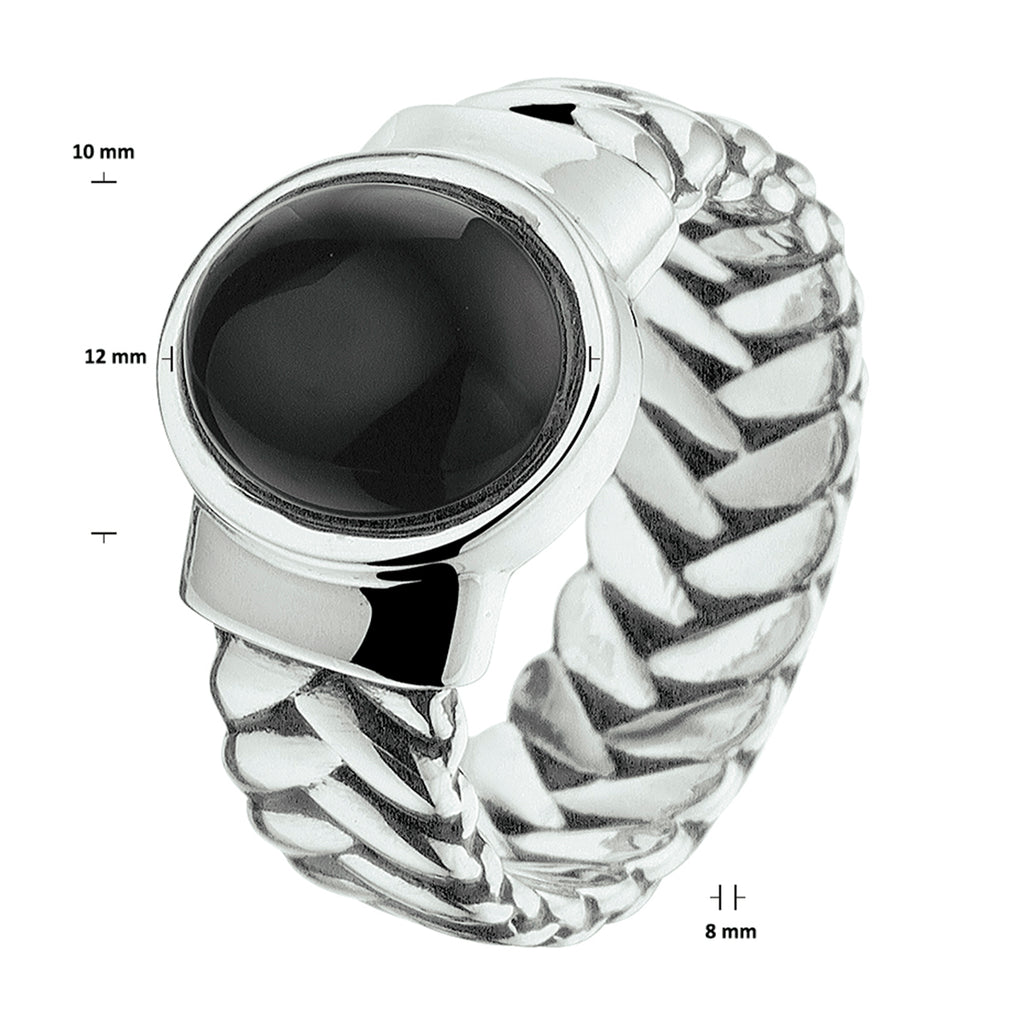 ring oxi en onyx zilver geoxideerd
