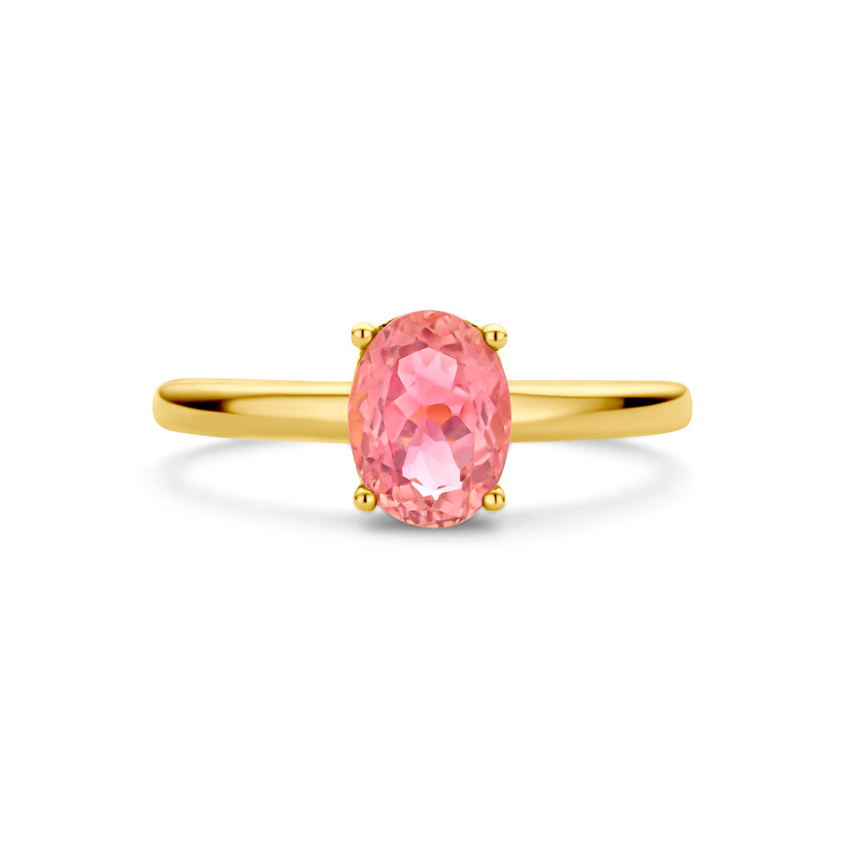 ring roze toermalijn 14K geelgoud
