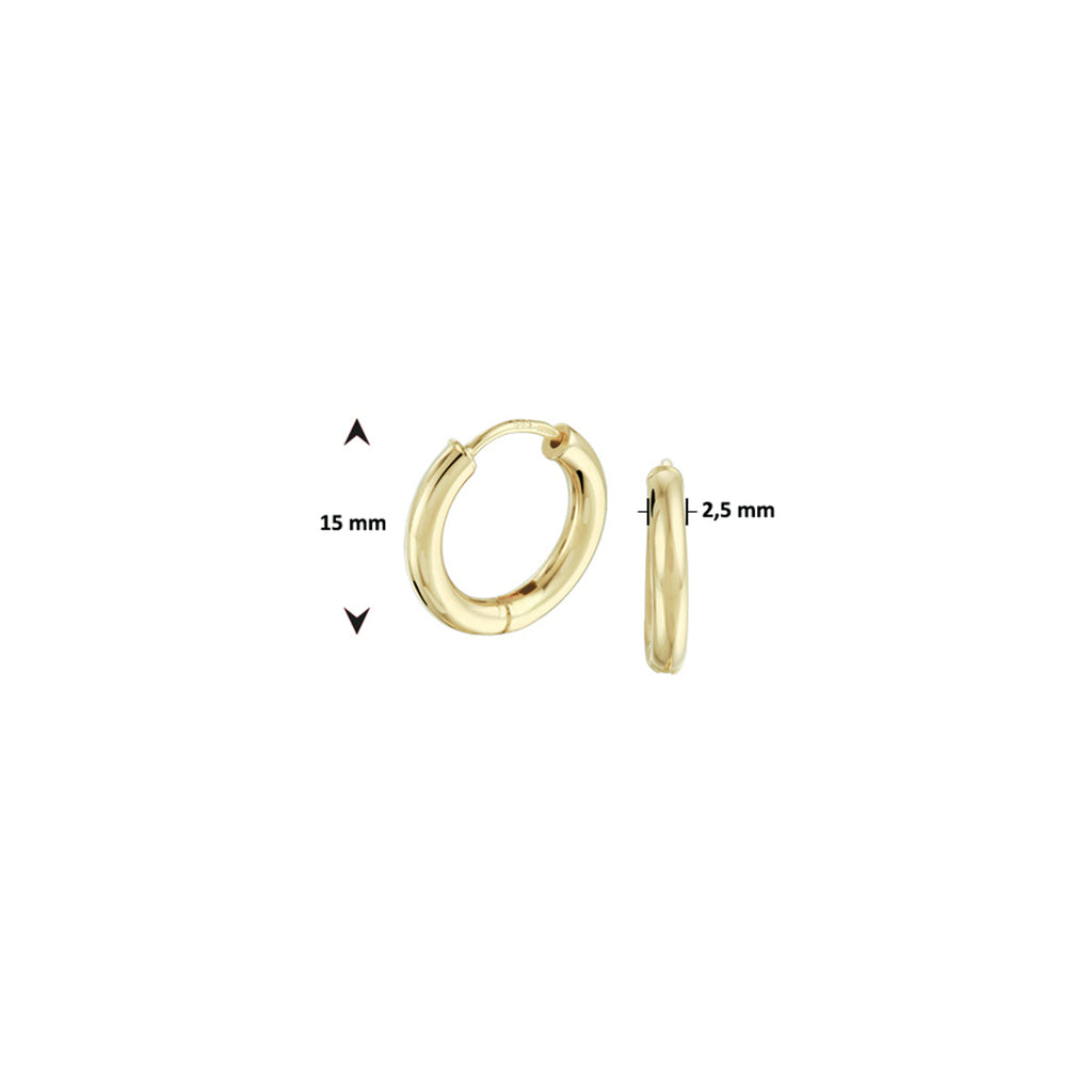 klapoorringen 2,5 mm rond 14K geelgoud