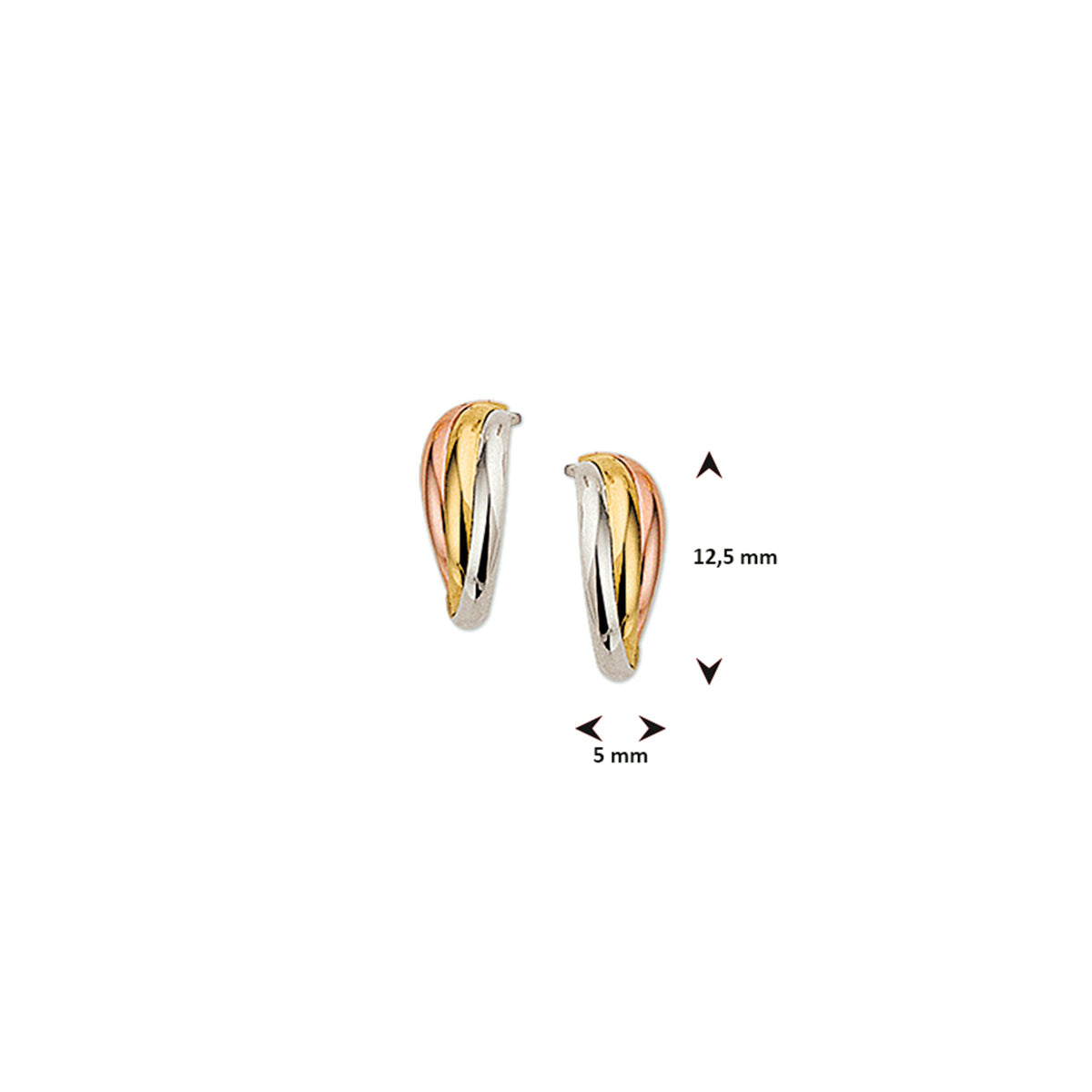 stekeroorringen tricolor 14K tricolor goud