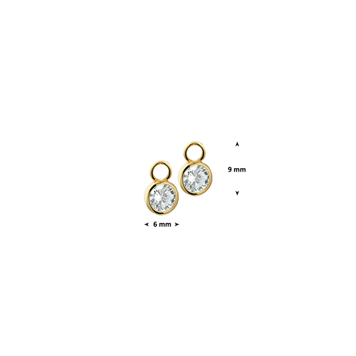 oorringhanger zirkonia 14K geelgoud