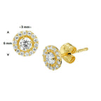 Ohrstecker Zirkonia Halo 14K Gelbgold