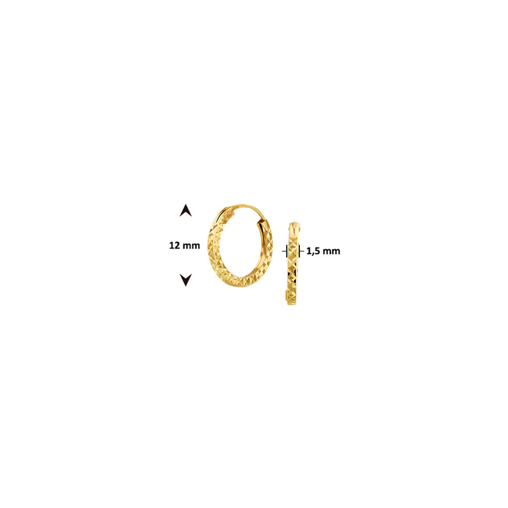 Ohrringe 1,5 mm diamantiert 14K Gelbgold