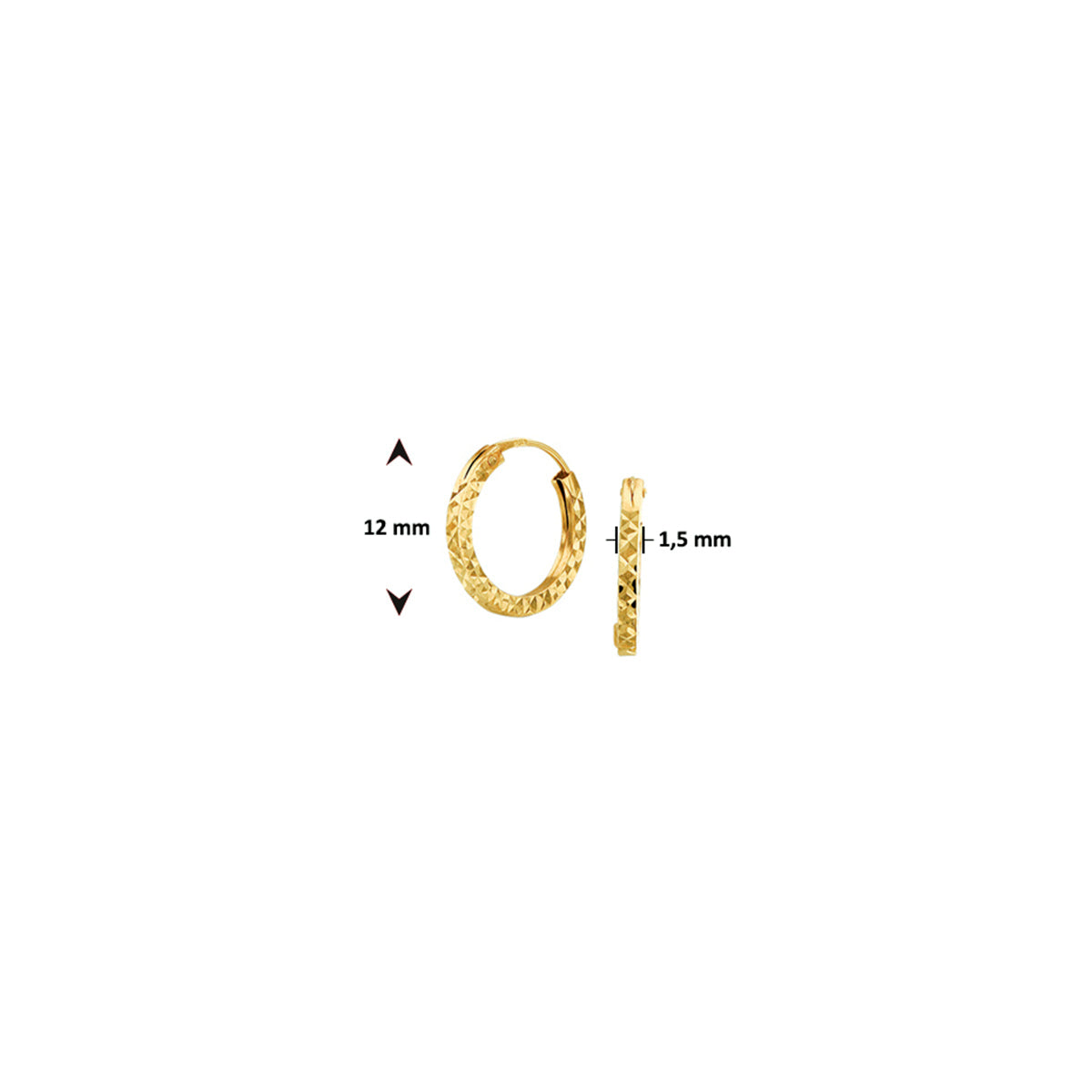 Ohrringe 1,5 mm diamantiert 14K Gelbgold