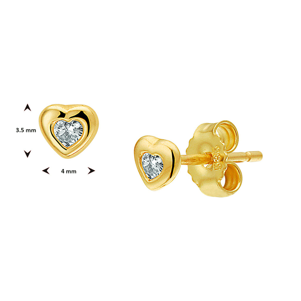 Ohrstecker Herz Zirkonia 14K Gelbgold
