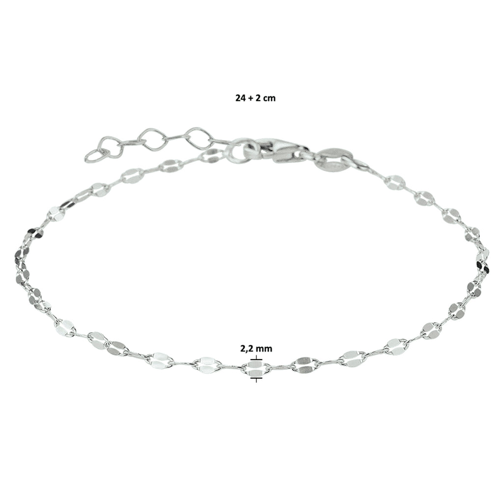 Fußkettchen 2,2 mm 24 + 2 cm Silber rhodiniert