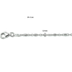 enkelbandje buisjes 24 + 2 cm zilver gerhodineerd