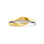 ring lab grown diamant 0.03ct f vs 14K bicolor goud geel/wit