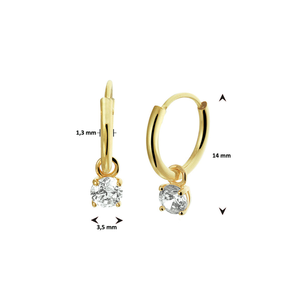 Ohrringe mit Anhänger Zirkonia 14K Gelbgold