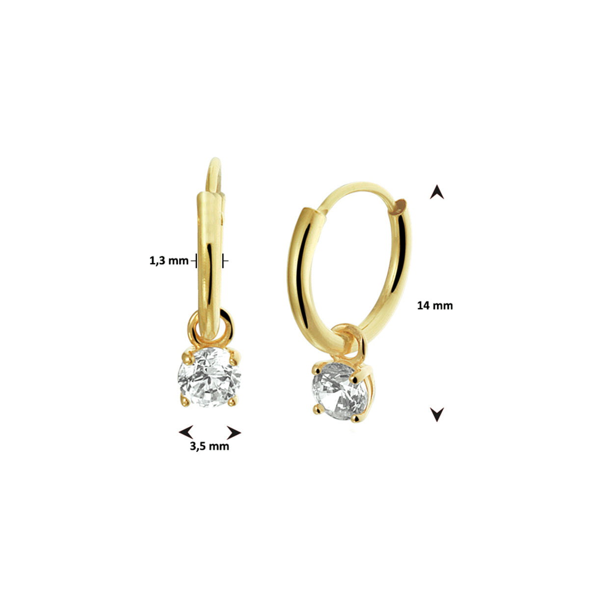 Ohrringe mit Anhänger Zirkonia 14K Gelbgold