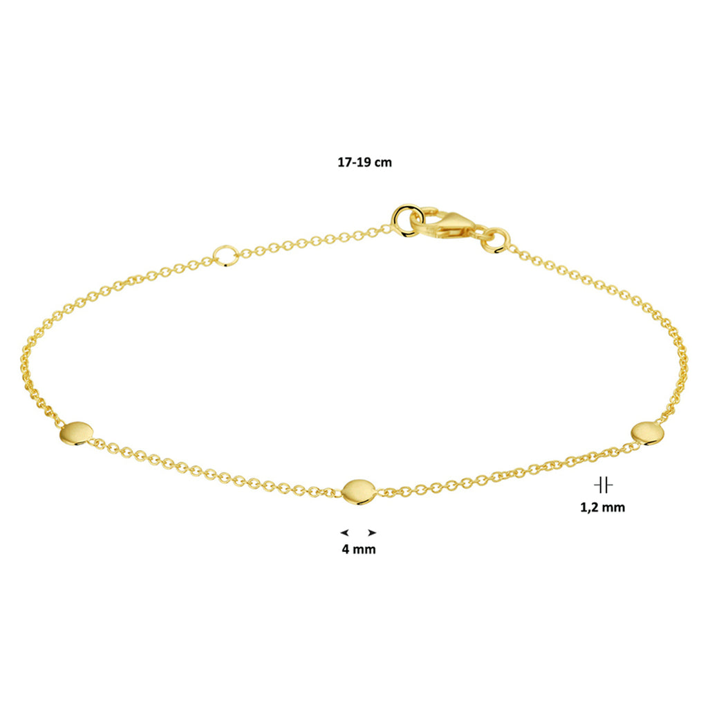 armband rondjes 1,2 mm 17 + 2 cm 14K geelgoud - rondje,bolletje,ringetje,draad
