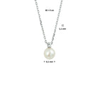 collier parel 40 + 4 cm zilver gerhodineerd
