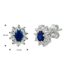 oorknoppen saffier en zirkonia halo 14K witgoud