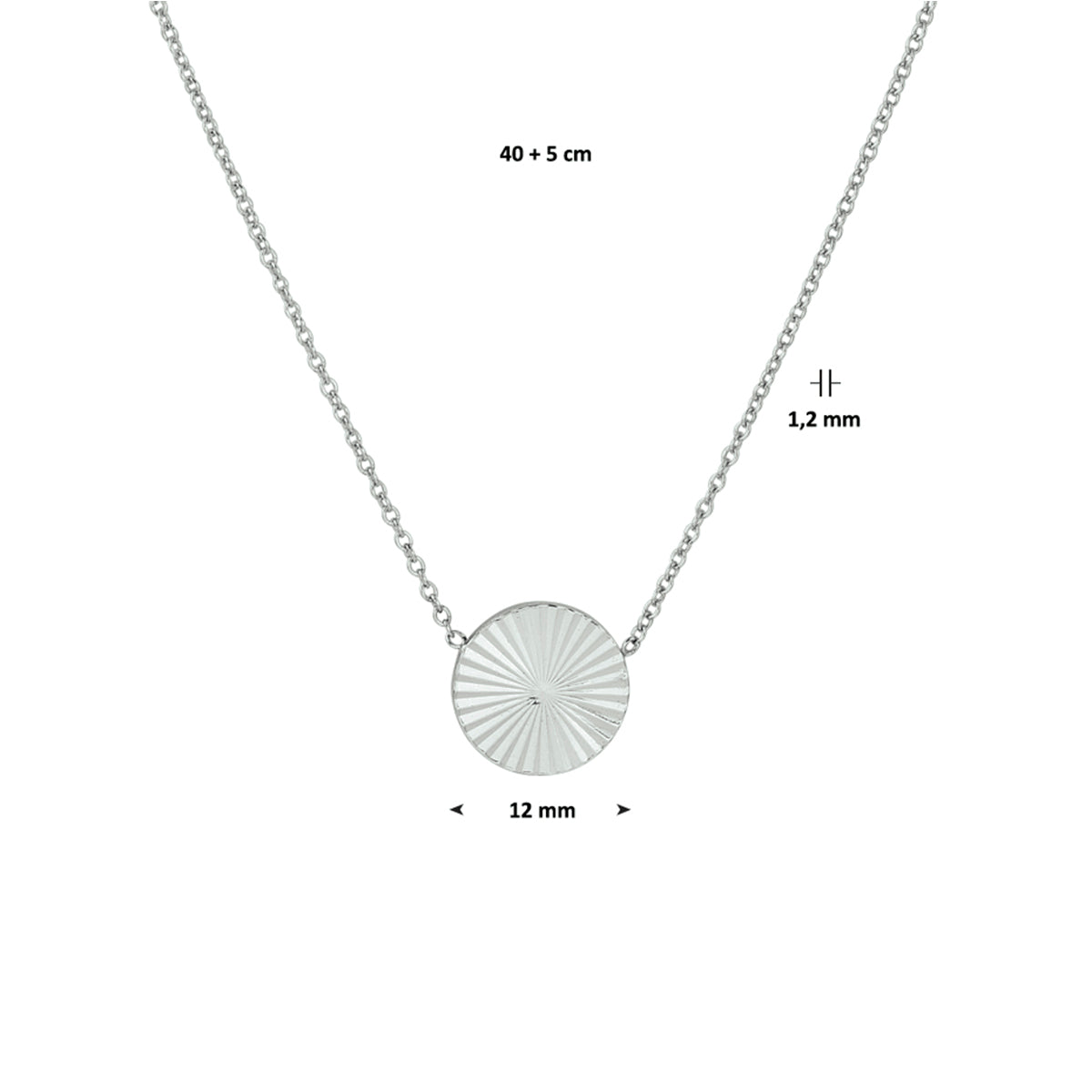 Halskette runder Diamant 40 + 5 cm Silber rhodiniert