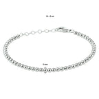 Armband Kugeln 3,0 mm 16 + 3 cm Silber rhodiniert
