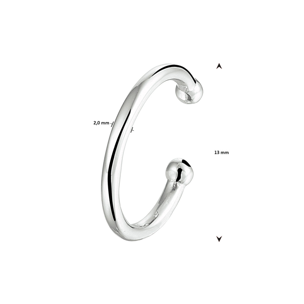 earcuff 13 mm zilver gerhodineerd