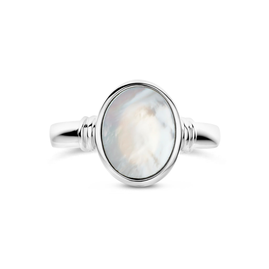 Ring Perlmutt Silber rhodiniert