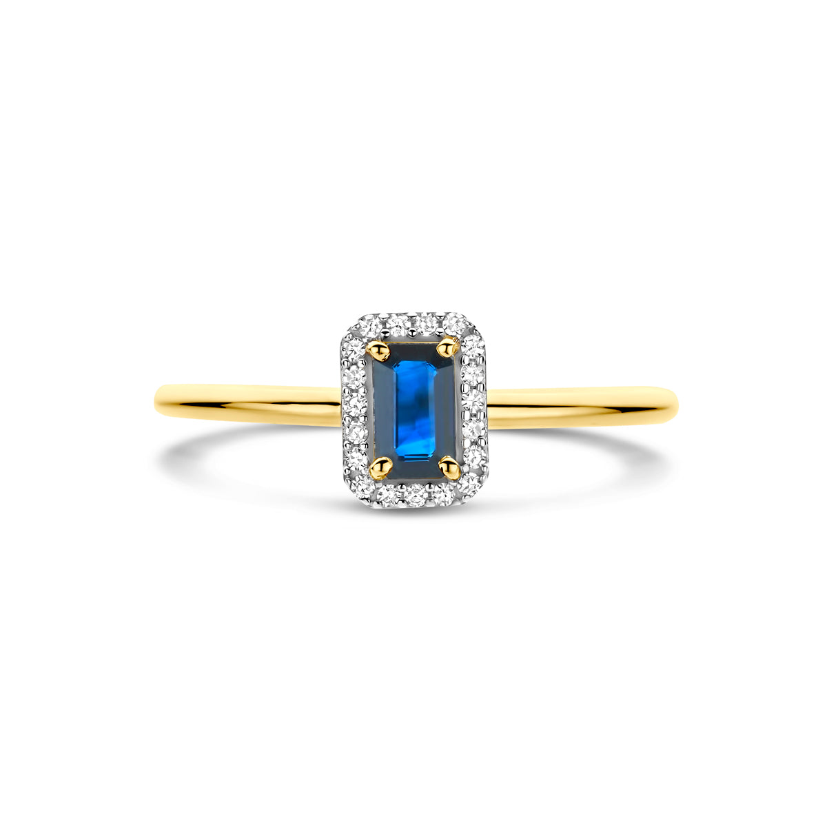 ring saffier en diamant 0.06ct h si 14K geelgoud