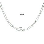 collier paperclip platte buis 3,8 mm 41 + 4 cm zilver gerhodineerd