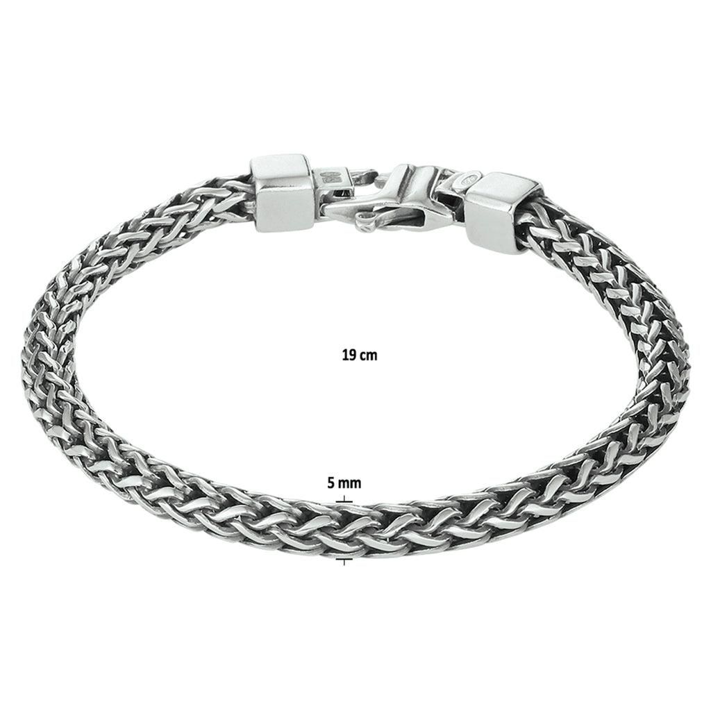 armband oxi vossestaart 5,0 mm zilver geoxideerd