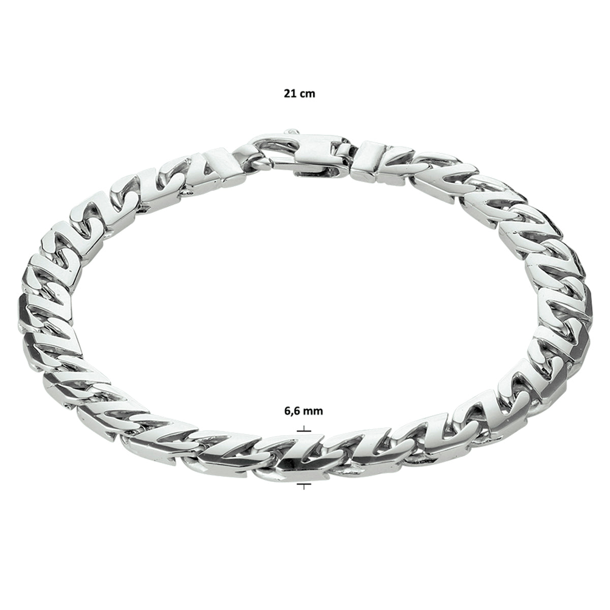 Armband Gourmet 6,6 mm Silber rhodiniert