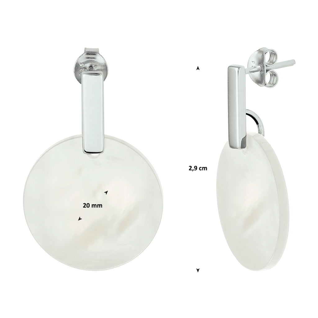 oorhangers parelmoer zilver gerhodineerd