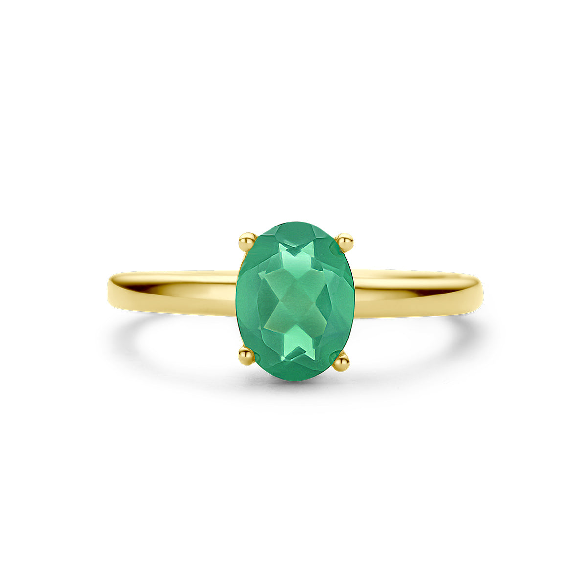 ring groen agaat 14K geelgoud