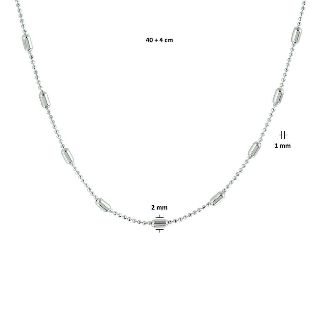 Kettenstäbe 2,0 mm 40 + 4 cm Silber rhodiniert