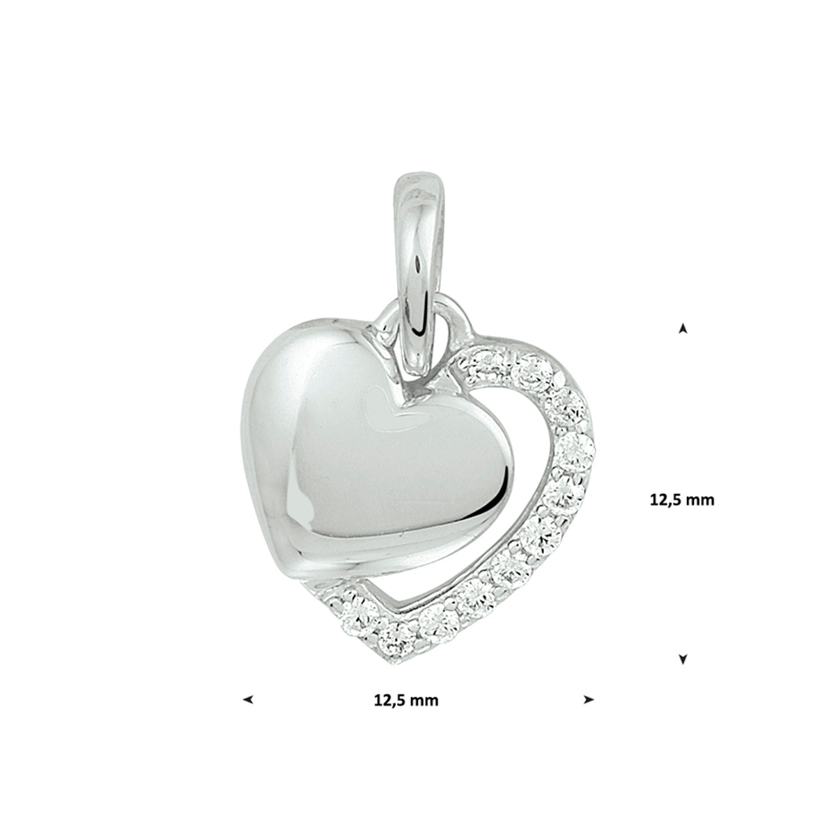 hanger hart zirkonia zilver gerhodineerd