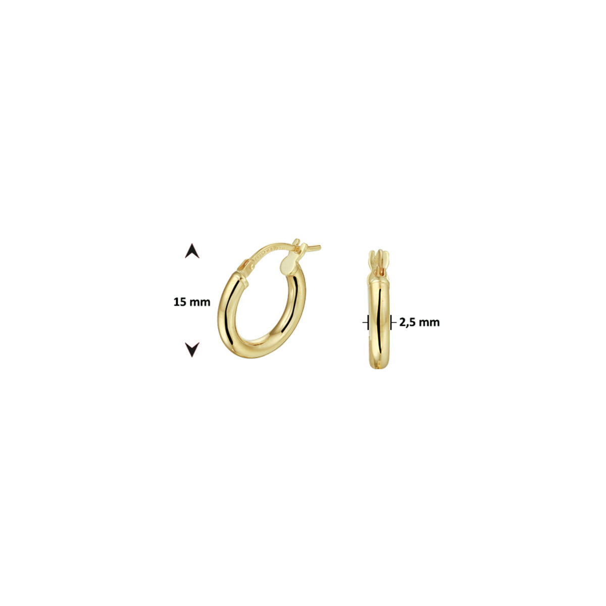 Ohrringe runde Röhre 2,5 mm Silgold (gelb mit Silberkern)