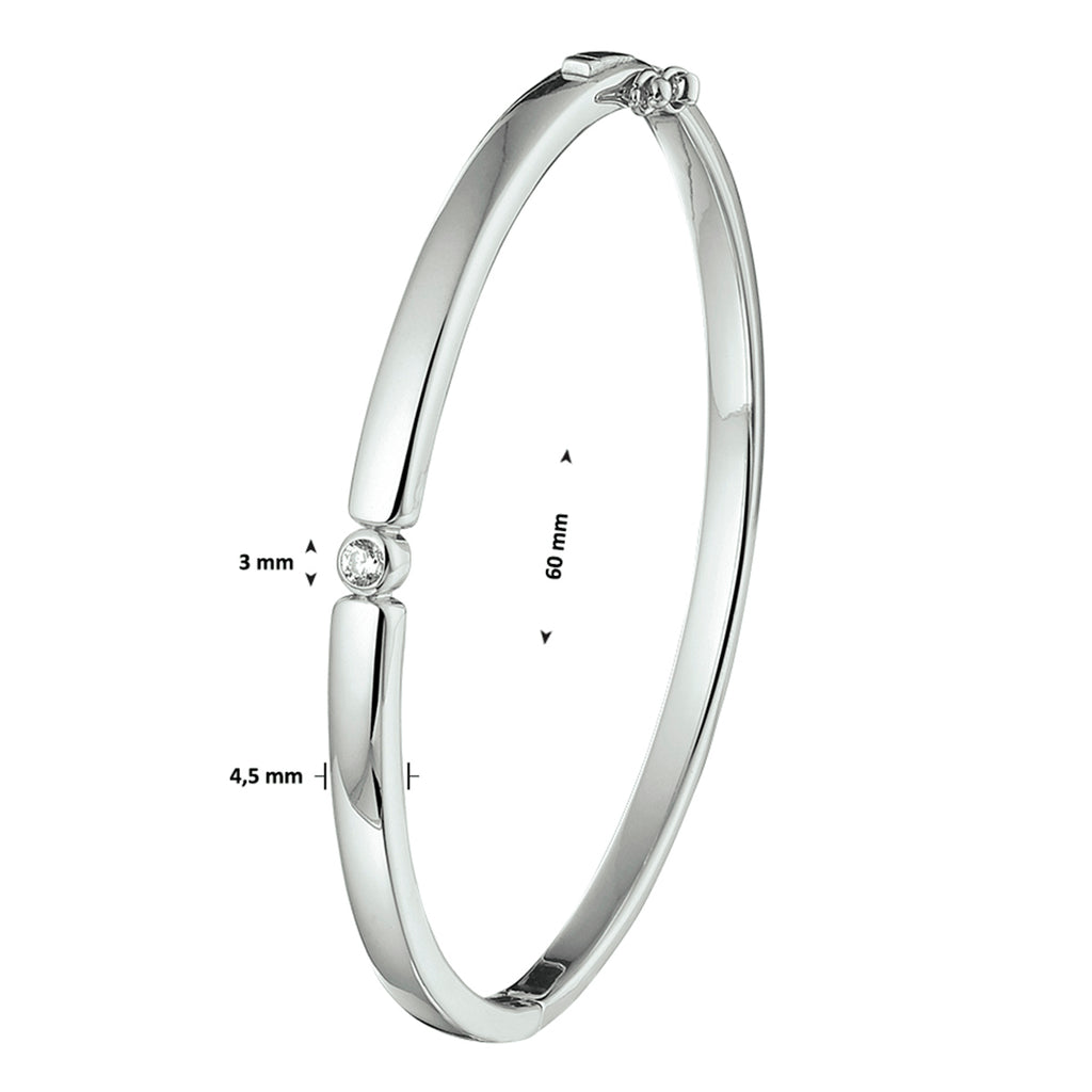 Armreif Scharnier Zirkonia 4,5 x 60 mm Silber rhodiniert
